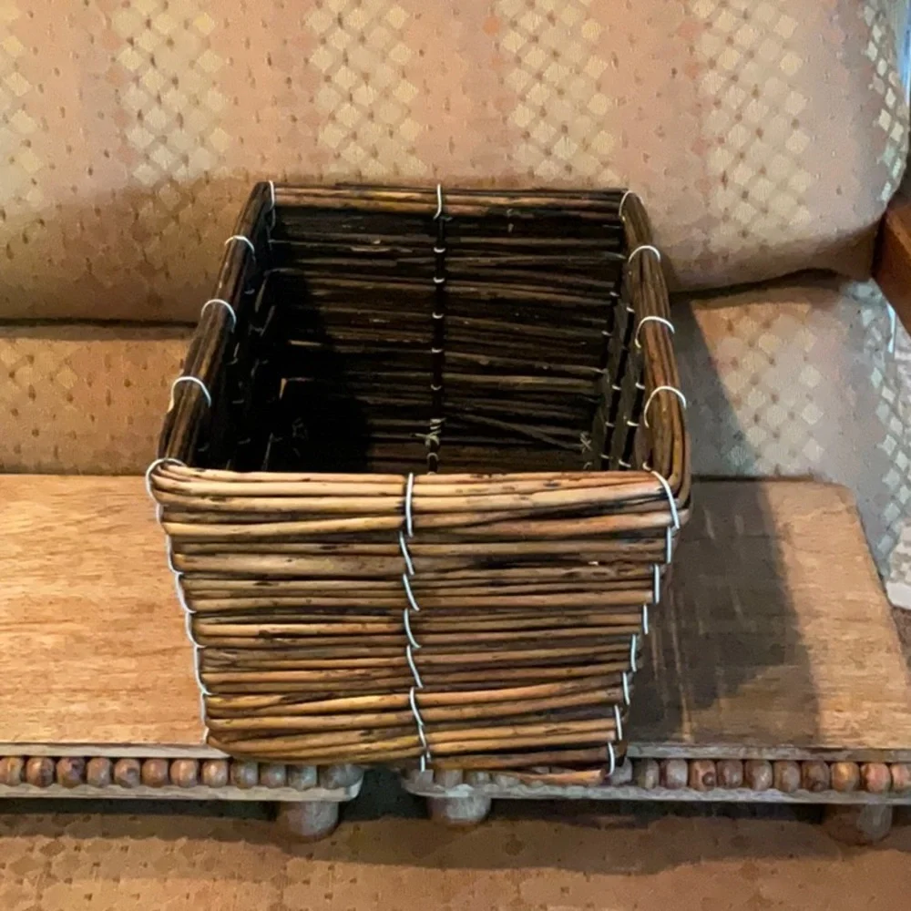 Wicker Basket, Rectangular, Catchall basket, Boho chic